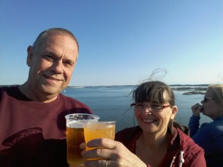 On the ferry on our way from Sweden